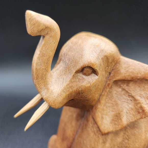 Carved Wooden Elephant Figurine - Picture 6 of 8